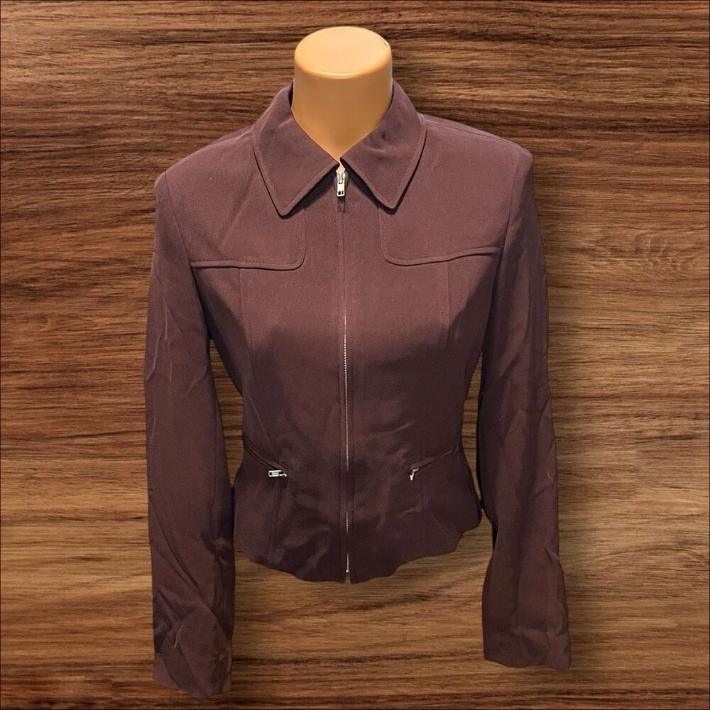 Ann Tjian for Kenar Vintage Brown Full Zip Fitted Jacket Size S